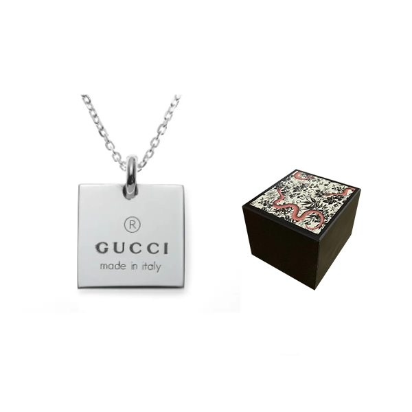 GUCCI Square Design 925 Silver Necklace for Men 223869-J8400-8106（） 圖 2