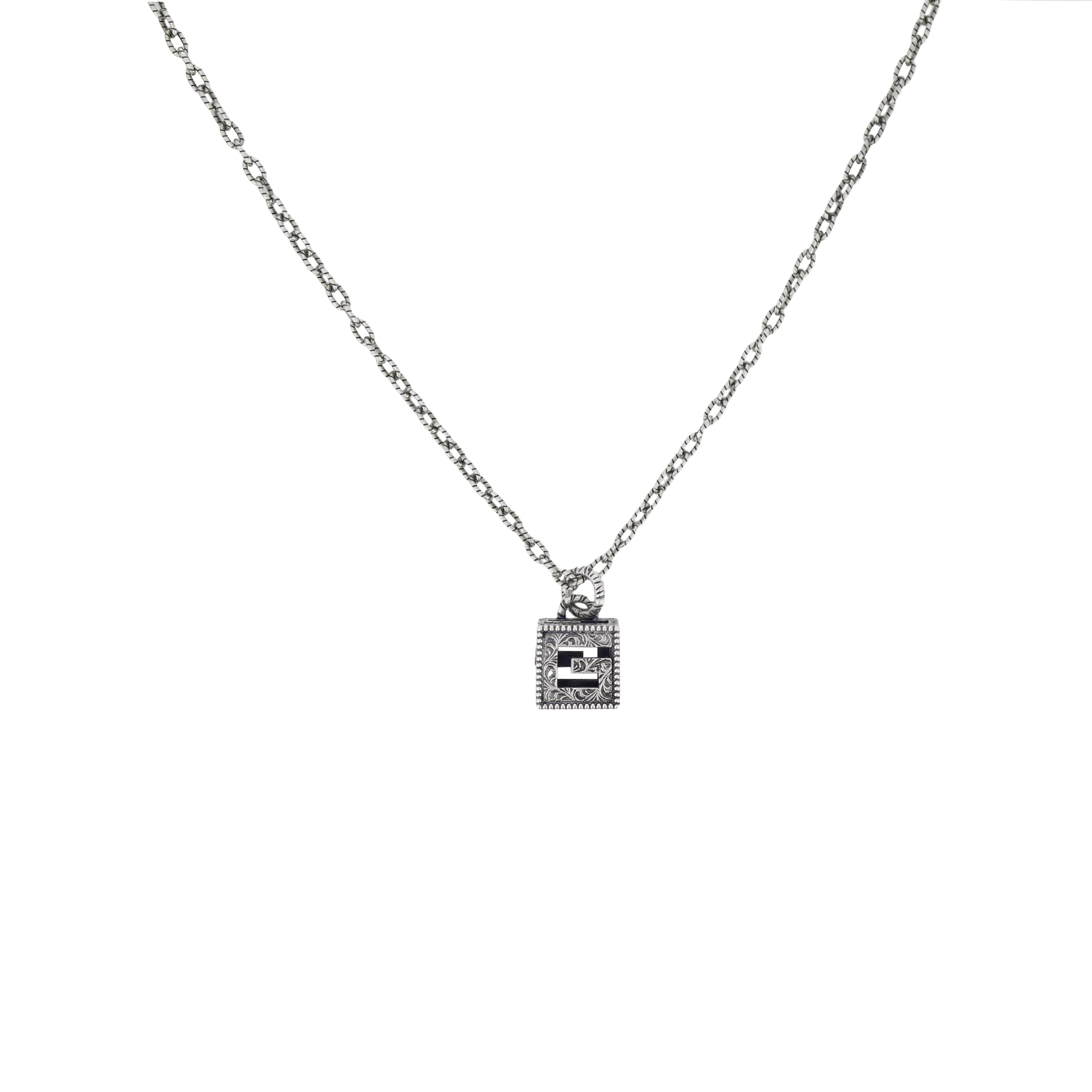 GUCCI Square G Cross Pendant Silver Necklace Unisex 925 Silver 552768-J8400-0811