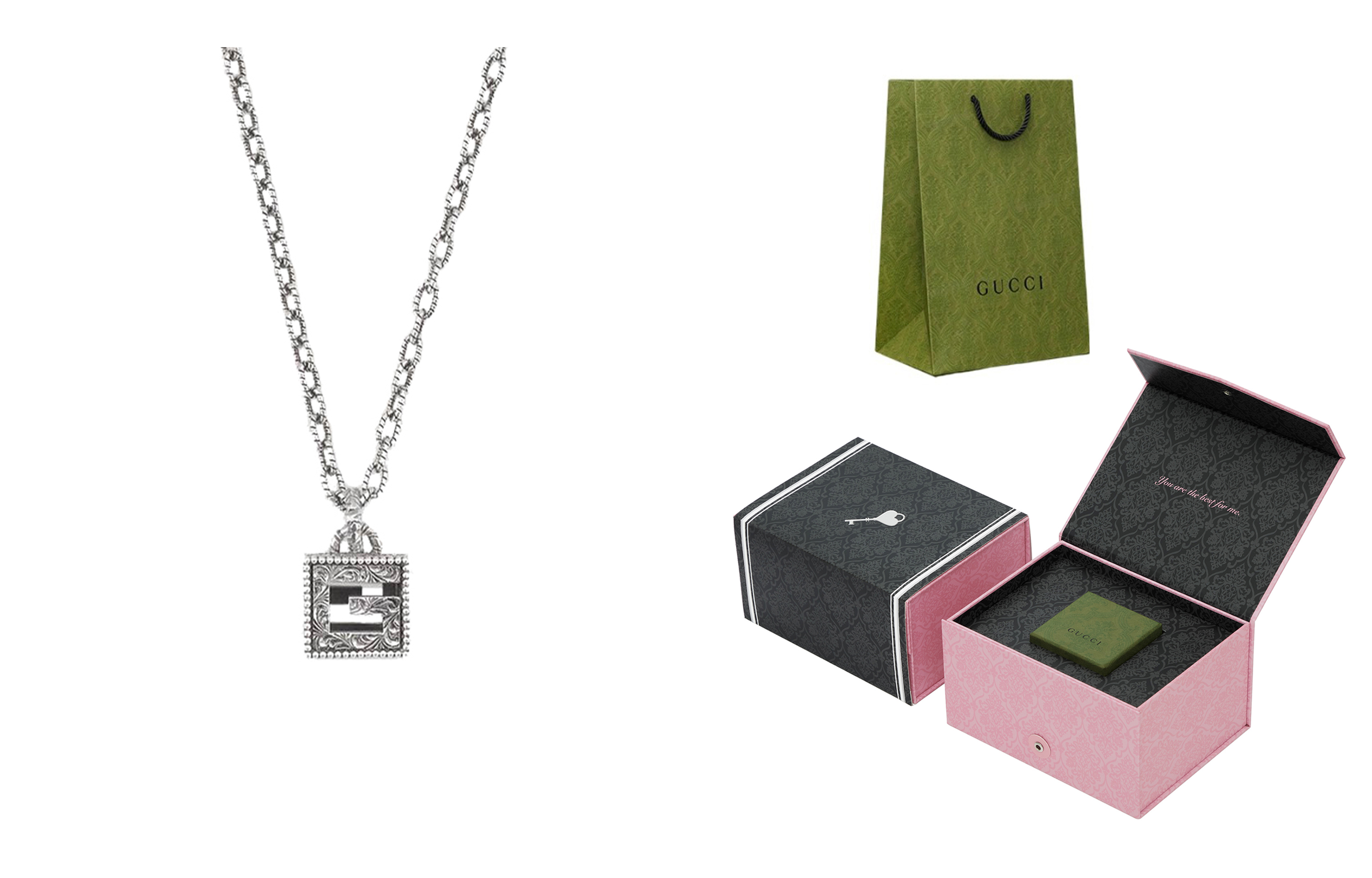 GUCCI Square G Cross Pendant Silver Necklace Unisex 925 Silver 552768-J8400-0811 圖 11