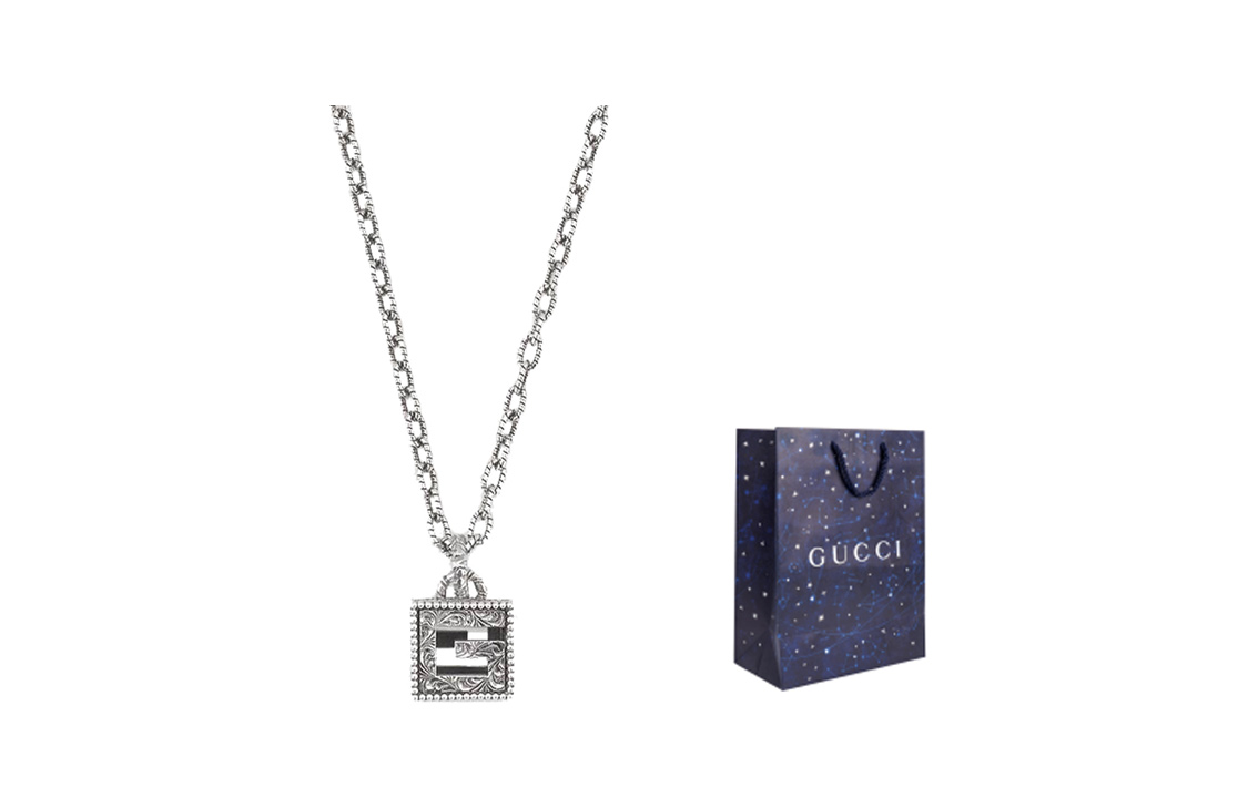 GUCCI Square G Cross Pendant Silver Necklace Unisex 925 Silver 552768-J8400-0811 圖 7
