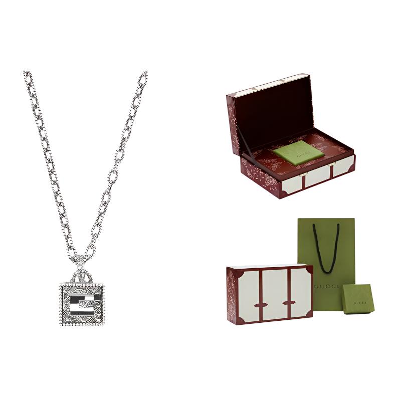 GUCCI Square G Cross Pendant Silver Necklace Unisex 925 Silver 552768-J8400-0811 圖 9