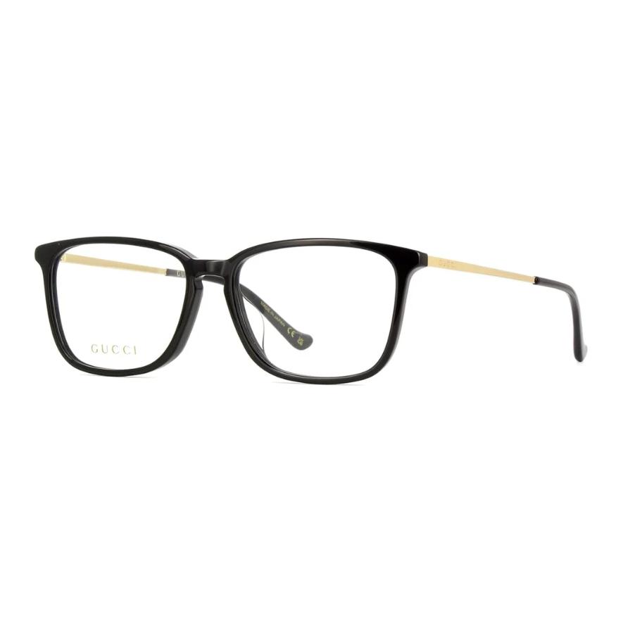 GUCCI Square Optical Glasses Men Black with Temple Logo Plastic Frame. GG1609OA001