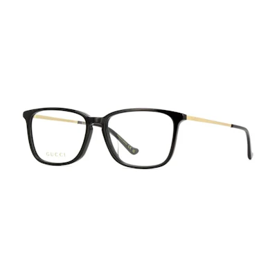 GUCCI Square Optical Glasses Men Black with Temple Logo Plastic Frame. GG1609OA001