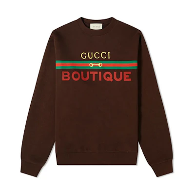 Gucci SS20 Brown Logo Print Crewneck Casual Loose Sweatshirt 623245-XJCKX-2191