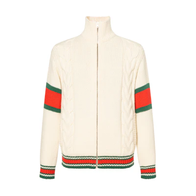 Gucci SS20 Cable Knit Aviator Jacket Men’s Off-White 599311-XKA32-9133