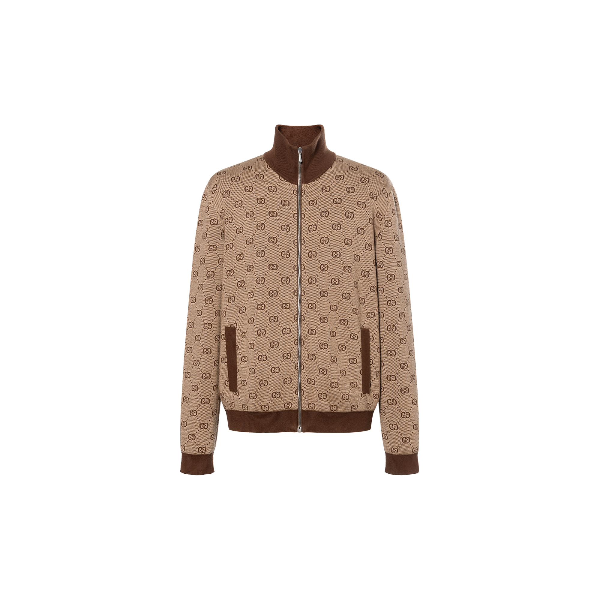 Gucci SS20 Jacquard Knit Bomber Jacket Brown 572636-XKAKV-2094