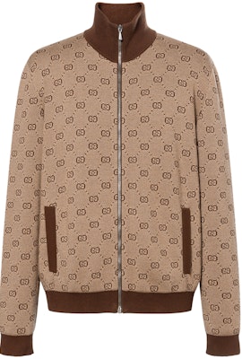 Gucci SS20 褐色提花針織轟炸機夾克 572636-XKAKV-2094 Buy Gucci SS20 褐色提花針織轟炸機夾克 572636-XKAKV-2094