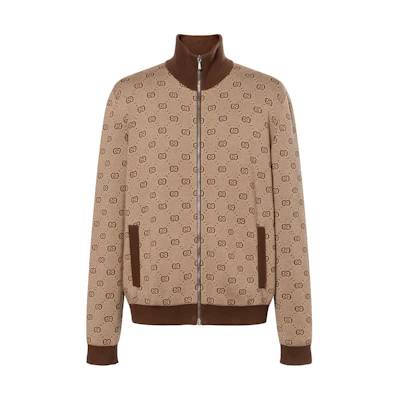 Gucci SS20 Jacquard Knit Bomber Jacket Brown 572636-XKAKV-2094