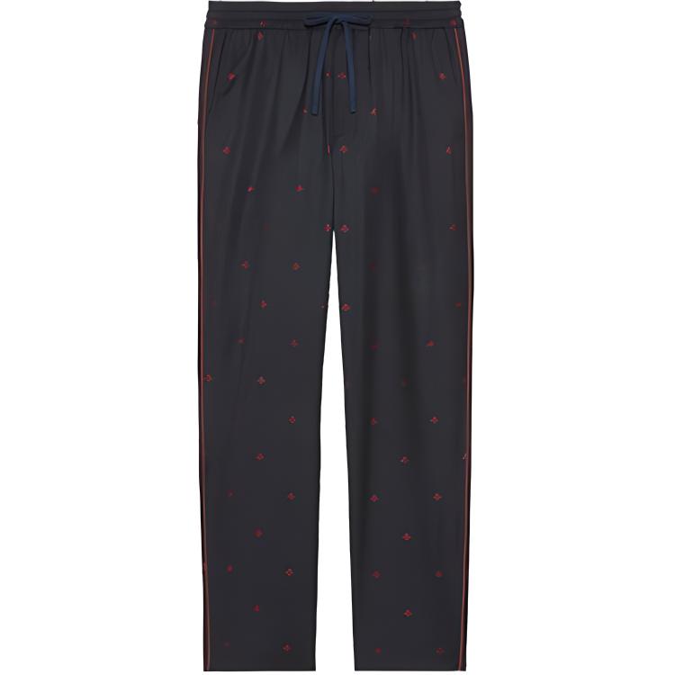GUCCI SS20 Wool Bee Pattern Casual Pants Black 522941-Z589E-4633
