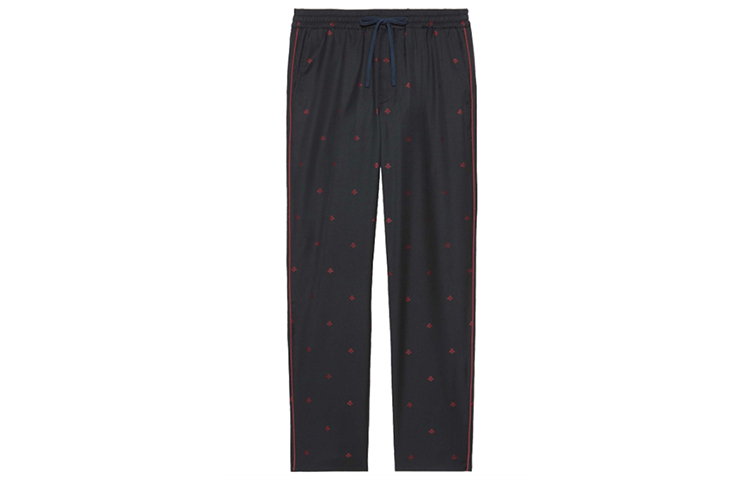 Order GUCCI SS20 Pantalones Casuales de Lana con Patrón de Abeja Negros 522941-Z589E-4633