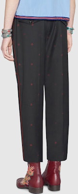 GUCCI SS20 Pantalones Casuales de Lana con Patrón de Abeja Negros 522941-Z589E-4633 Shop GUCCI SS20 Pantalones Casuales de Lana con Patrón de Abeja Negros 522941-Z589E-4633