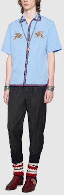 GUCCI SS20 Pantalones Casuales de Lana con Patrón de Abeja Negros 522941-Z589E-4633 Purchase GUCCI SS20 Pantalones Casuales de Lana con Patrón de Abeja Negros 522941-Z589E-4633