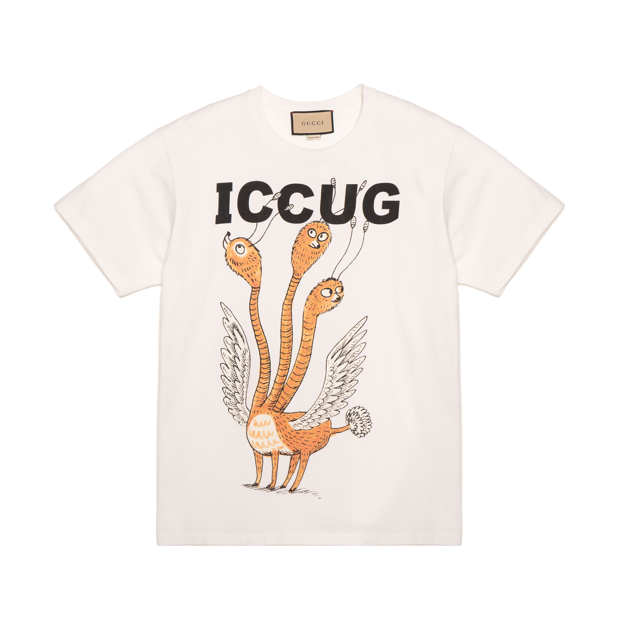 Gucci SS21 Beige Graphic Print Crewneck T-shirt for Men 548334-XJDJV-9095