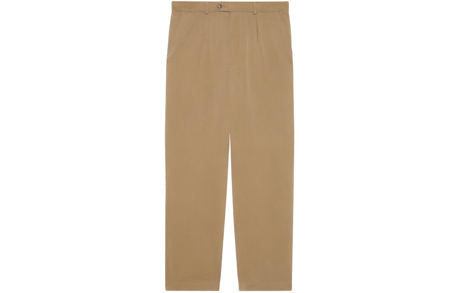 Gucci SS21 Beige Straight-Leg Pants with Double G Patch 639398-ZAF7Y-2066