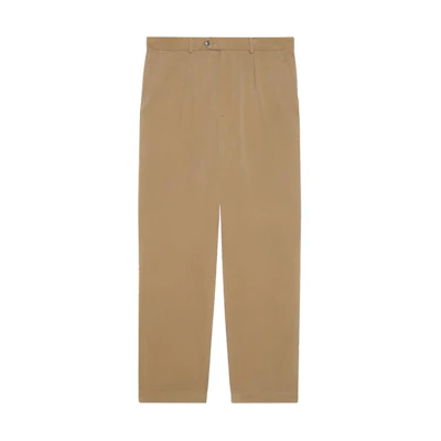 Gucci SS21 Beige Straight-Leg Pants with Double G Patch 639398-ZAF7Y-2066