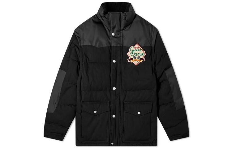 Gucci SS21 Black Down Jacket with Logo Patch and Removable Sleeves 641311-Z8AMD-1043