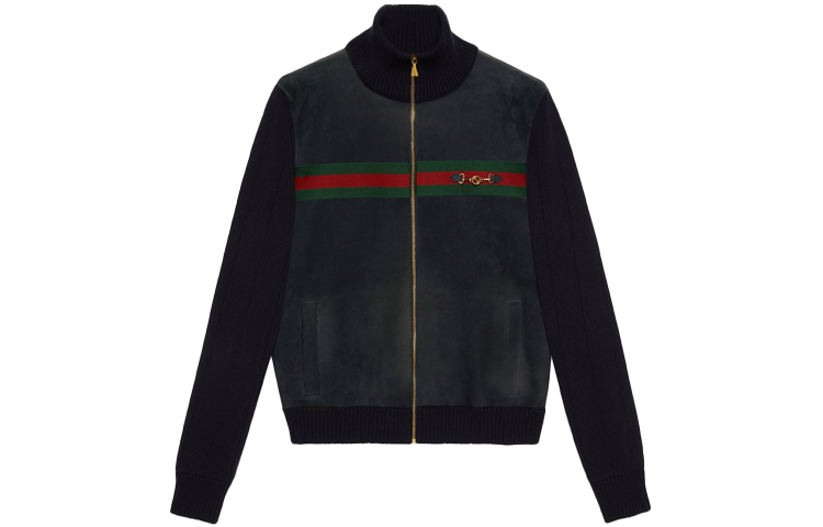 Gucci SS21 Black Logo Pattern Bomber Jacket with Stand Collar 626265-XKBFK-4330