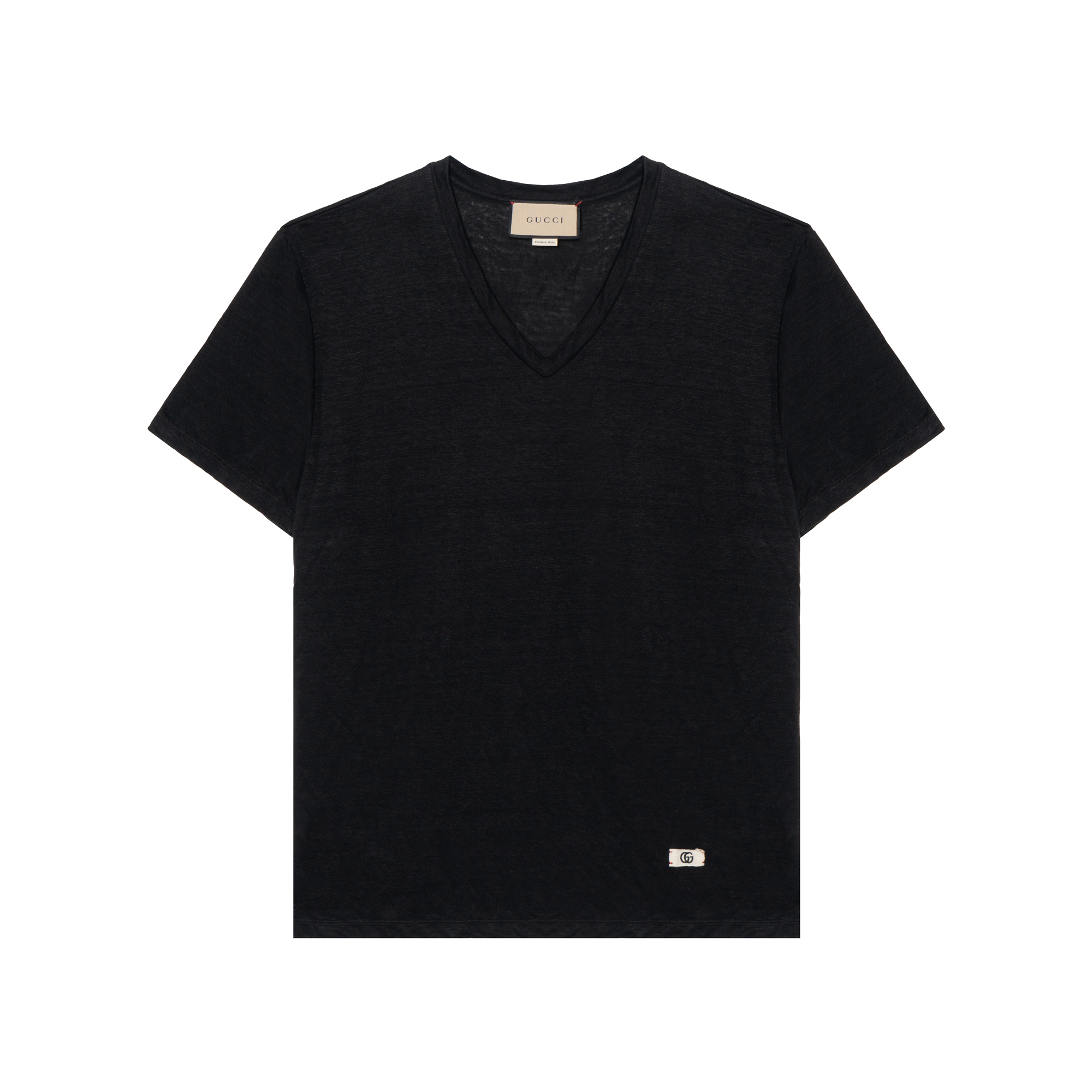 Gucci SS21 Black V-Neck T-Shirt with Logo 645269-XJC6N-1043