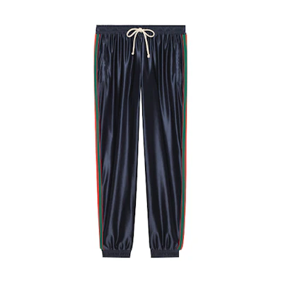 Gucci SS21 Blue Side Stripe Knit Track Pants 655343-XJDF1-4330
