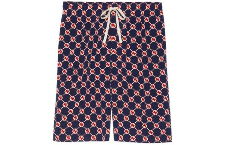 Gucci SS21 Blue Silk Shorts with Allover Logo Print 654859-ZAF9W-4759