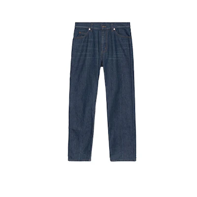 Gucci SS21 Eco-friendly Washed Straight-leg Jeans Deep Blue 623953-XDBMG-4100