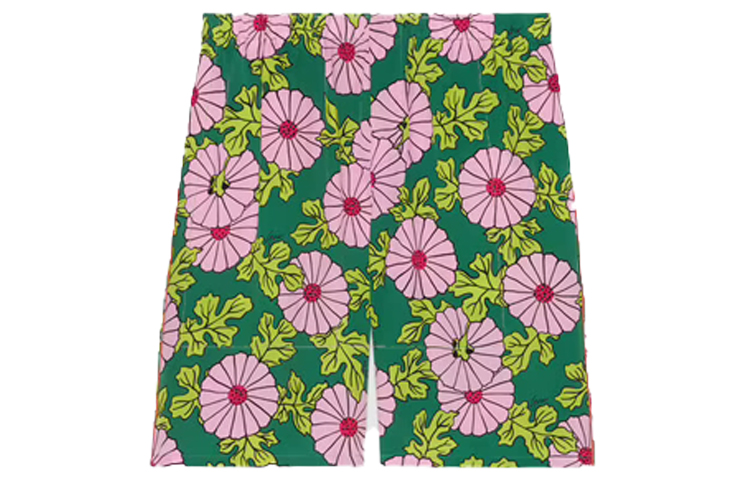 Gucci SS21 Floral Printed Silk Relaxed Shorts 639389-ZAGAK-5337
