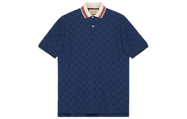 Gucci SS21 GG Stretch Cotton Polo Shirt Blue 598956-XJB0U-4318