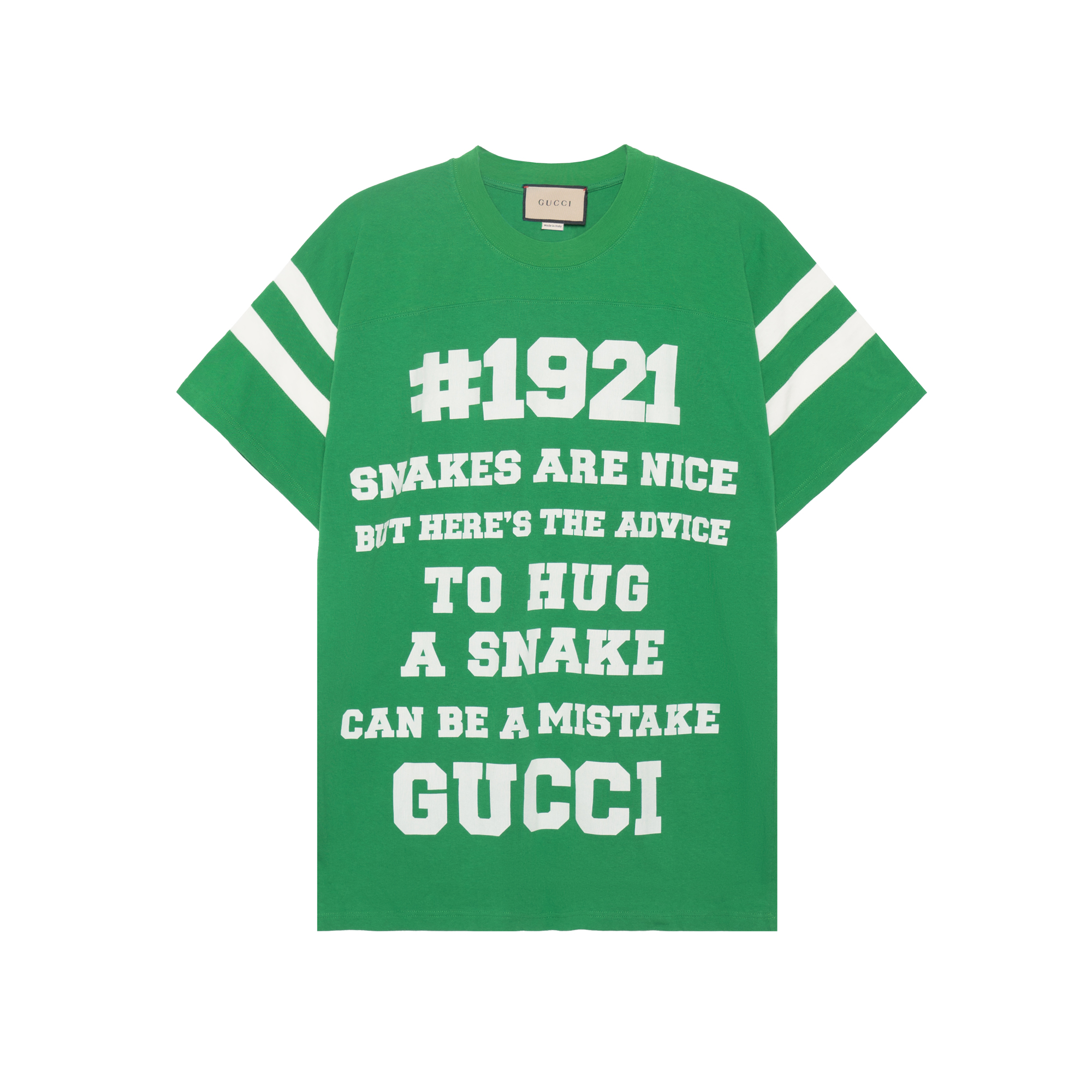 Gucci SS21 Green "To Hug a Snake" Letter Print T-Shirt 655459-XJDJP-3521
