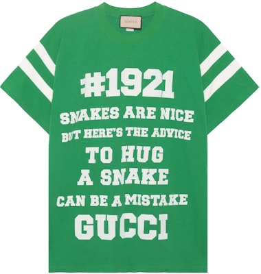 Gucci SS21 Green "To Hug a Snake" Letter Print T-Shirt 655459-XJDJP-3521 Buy Gucci SS21 Green "To Hug a Snake" Letter Print T-Shirt 655459-XJDJP-3521