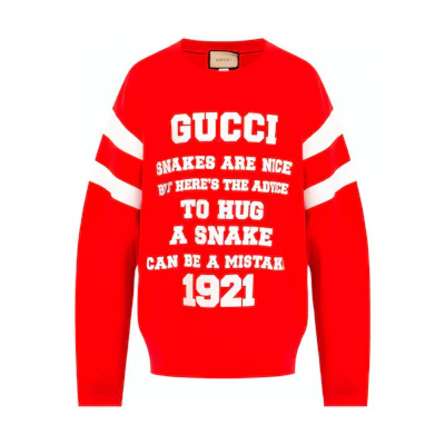 Gucci SS21 Logo Print Crewneck Sweatshirt Red - Fashion 655471-XJDHO-6429