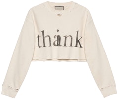 GUCCI SS21 Off-White Printed Crop Sweatshirt 636058-XJCXL-9232 GUCCI SS21 Off-White Printed Crop Sweatshirt 636058-XJCXL-9232