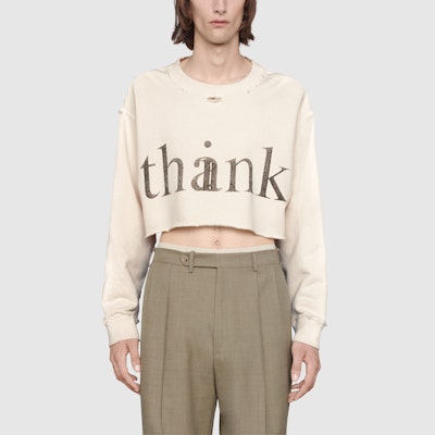 GUCCI SS21 Sudadera Crop Estampada Off-White 636058-XJCXL-9232 Shop GUCCI SS21 Sudadera Crop Estampada Off-White 636058-XJCXL-9232