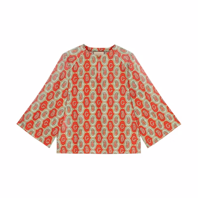 Gucci SS21 Paisley Print Sun Protection Shirt Bright Orange 653972-ZAGUV-7192