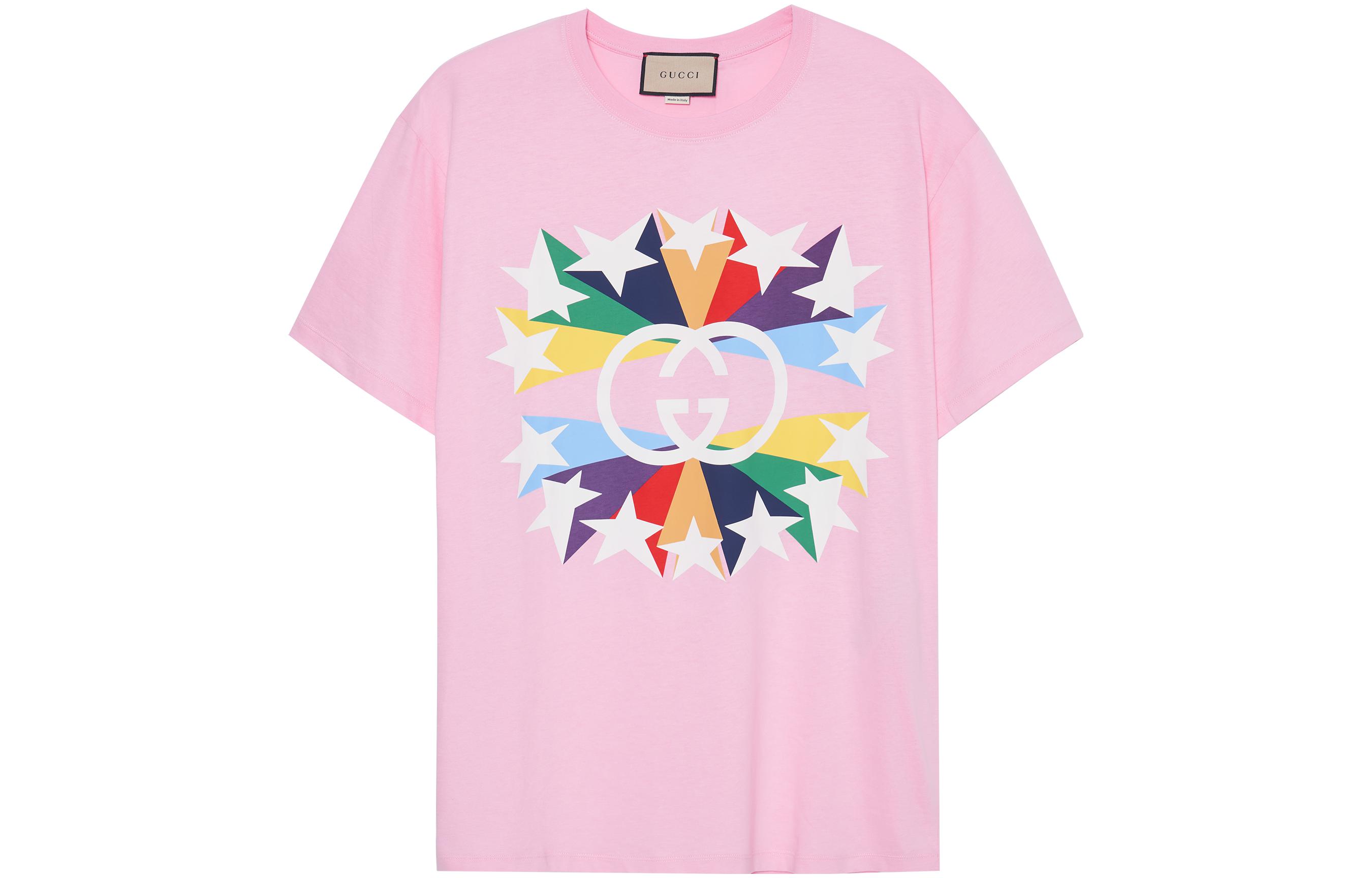 Gucci SS21 Pink Graphic Print Cotton Crewneck T-shirt 548334-XJDNH-5904