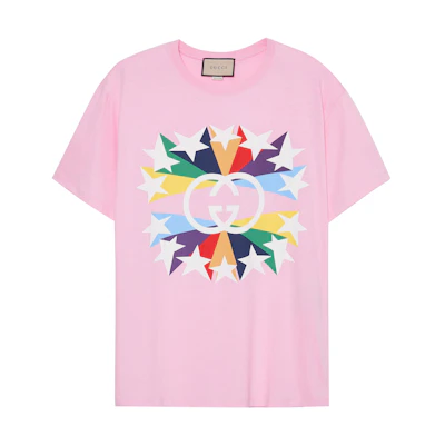 Gucci SS21 Pink Graphic Print Cotton Crewneck T-shirt 548334-XJDNH-5904