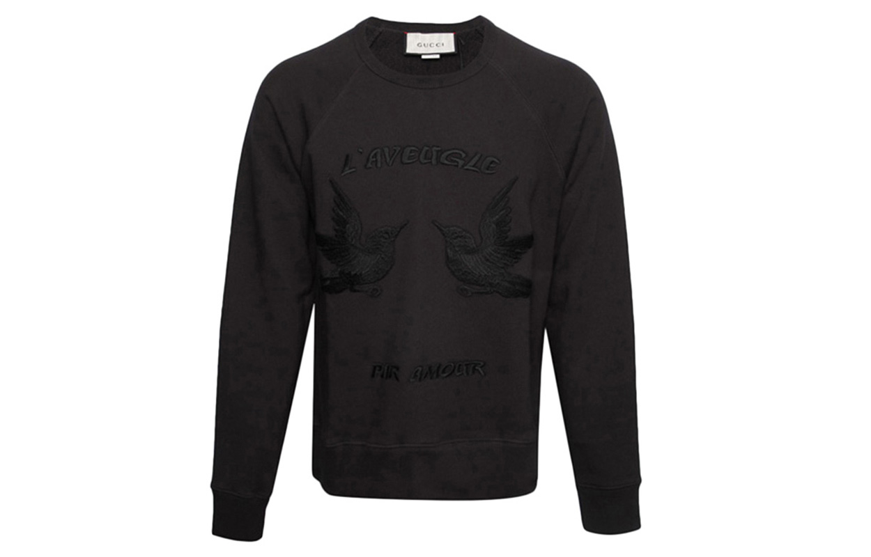 Gucci SS21 Solid Color Print Long Sleeve Sweatshirt Black () 408242-X5072-1285