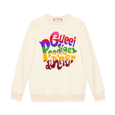 Gucci SS21 Washed Lightweight Felt Knit Cotton Sweatshirt Men Off-White 623245-XJC8S-9150