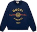Buy GUCCI SS22 1921 Koleksi Logo Baju Crewneck Lengan Panjang Biru Lelaki 626990-XJD7O-4409