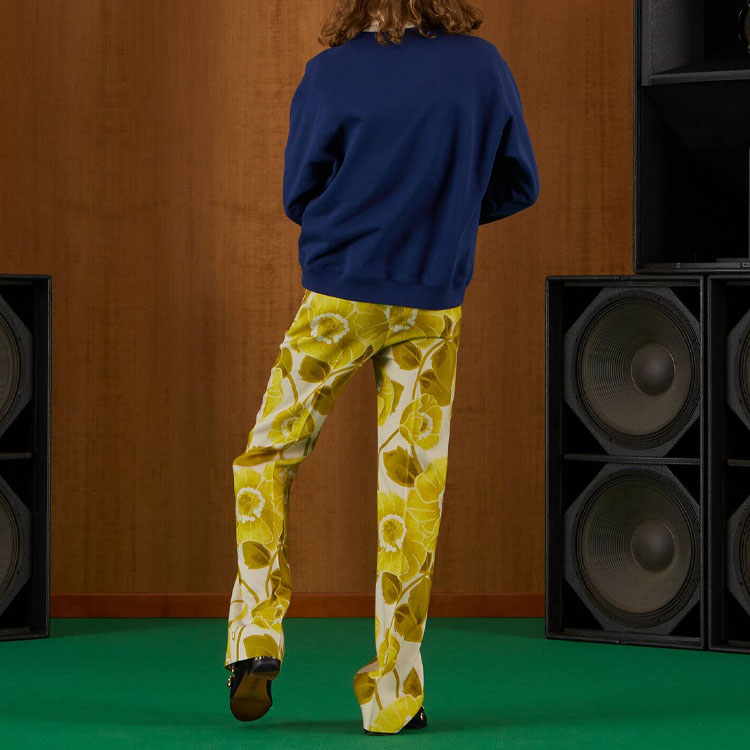 Purchase GUCCI SS22 1921 Koleksi Logo Baju Crewneck Lengan Panjang Biru Lelaki 626990-XJD7O-4409