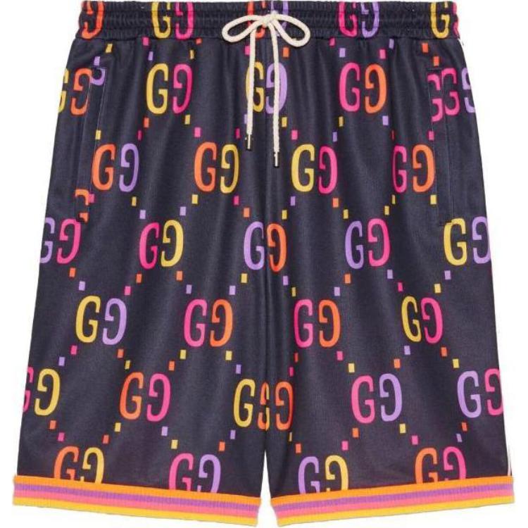 GUCCI SS22  Blue Double G Monogram Drawstring Shorts 701630-XJELH-4681
