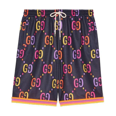 GUCCI SS22 Blue Double G Monogram Drawstring Shorts 701630-XJELH-4681