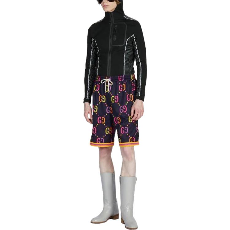 Lookbook GUCCI SS22 Seluar Pendek Biru Double G Monogram dengan Tali Serut 701630-XJELH-4681
