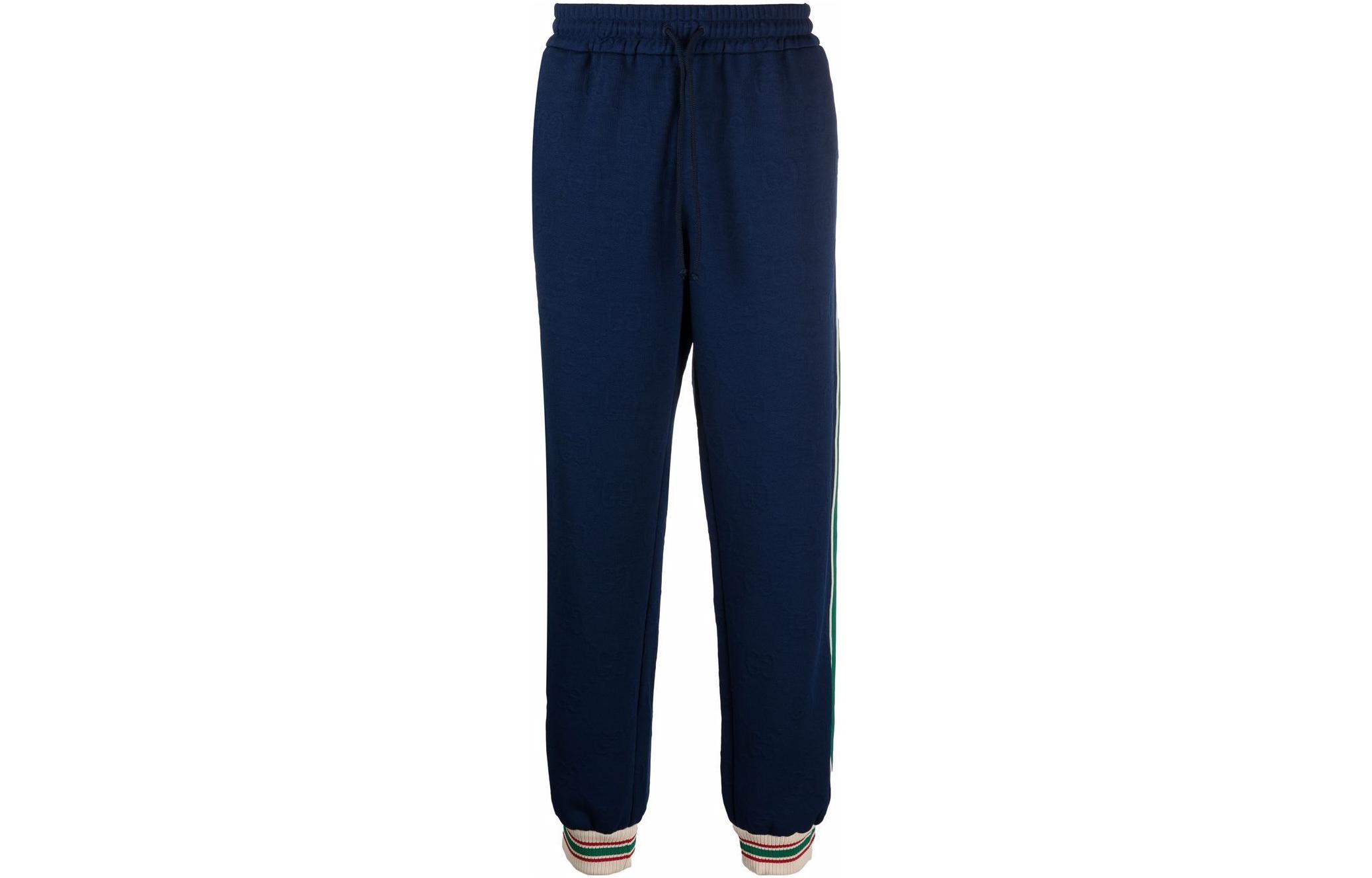 GUCCI SS22  Blue Knit Track Pants with GG Stripe Trim. 663569-XJDE9-4464