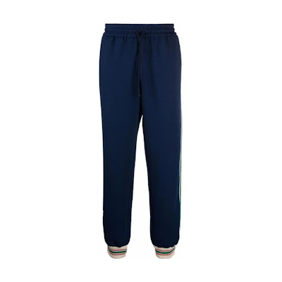 GUCCI SS22 Blue Knit Track Pants with GG Stripe Trim. 663569-XJDE9-4464