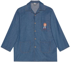 GUCCI SS22 Blue Long-Sleeve Denim Embroidered Oversized Shirt. 705856-XDB22-4759 GUCCI SS22 Blue Long-Sleeve Denim Embroidered Oversized Shirt. 705856-XDB22-4759