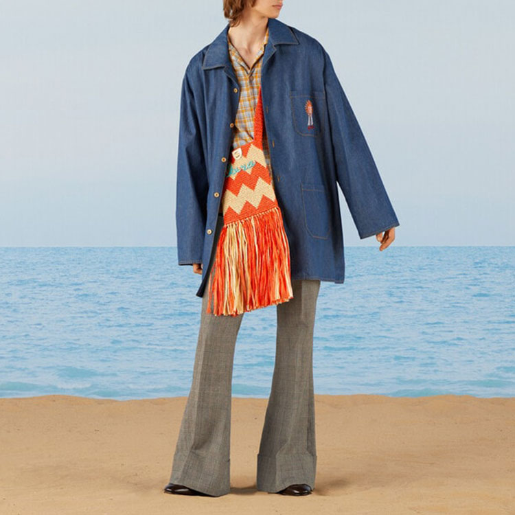 Lookbook GUCCI SS22 藍色長袖刺繡牛仔寬鬆襯衫 705856-XDB22-4759