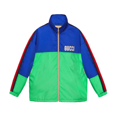 GUCCI SS22 Color Block Canvas Logo Jacket Green 683254-Z8AXH-4309