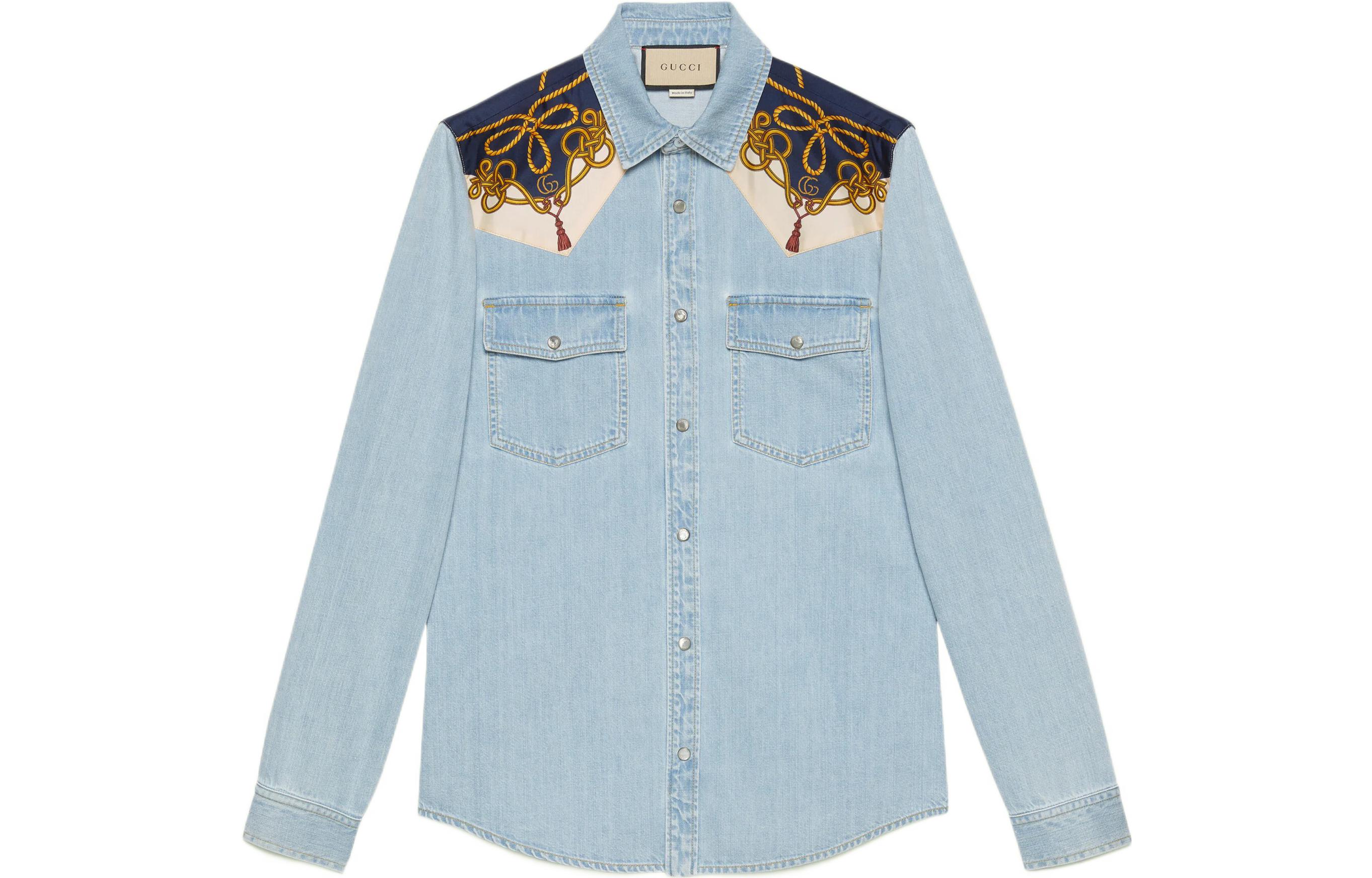 GUCCI SS22  Light Blue Floral Print Long Sleeve Button-Up Shirt. 692271-XDBYI-4452 圖 2