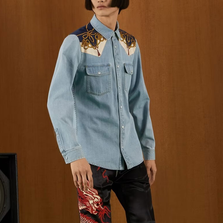 GUCCI SS22  Light Blue Floral Print Long Sleeve Button-Up Shirt. 692271-XDBYI-4452 圖 4