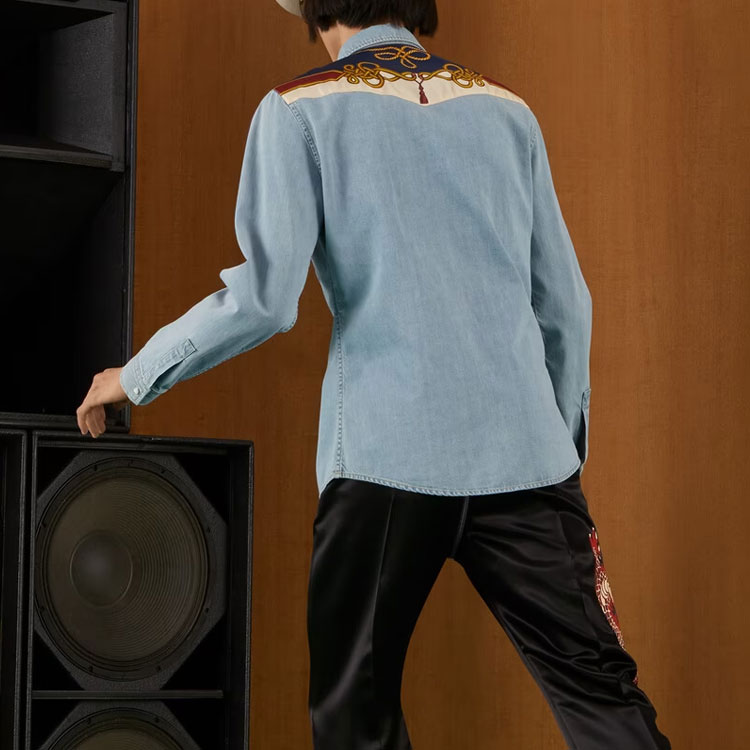 GUCCI SS22  Light Blue Floral Print Long Sleeve Button-Up Shirt. 692271-XDBYI-4452 圖 5